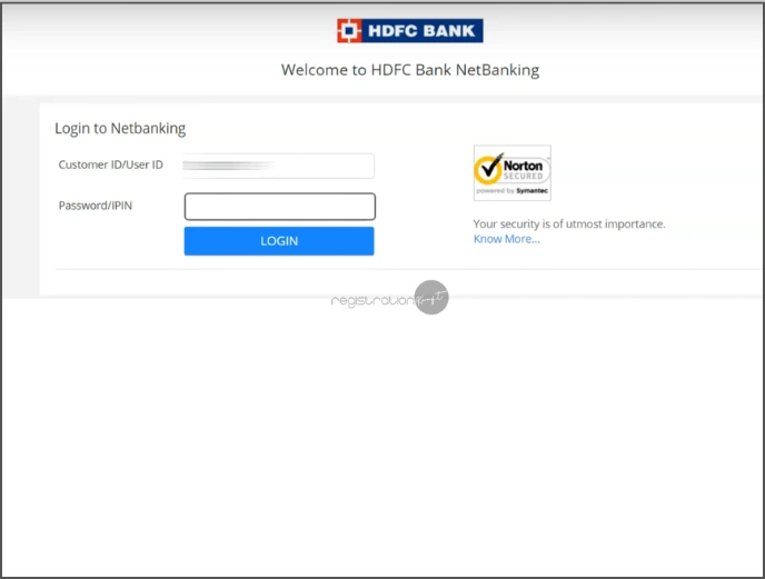 login page for internet banking