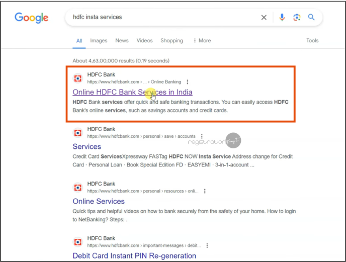 google search hdfc bank service